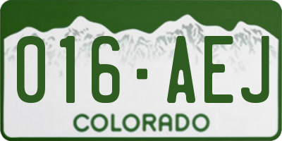 CO license plate 016AEJ