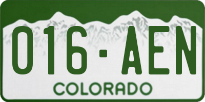 CO license plate 016AEN