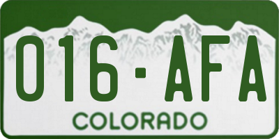 CO license plate 016AFA