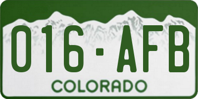CO license plate 016AFB