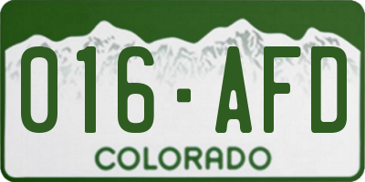 CO license plate 016AFD