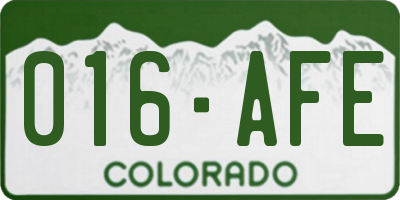 CO license plate 016AFE