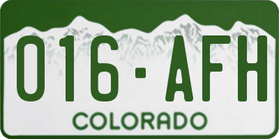 CO license plate 016AFH