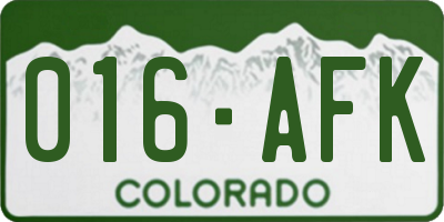 CO license plate 016AFK