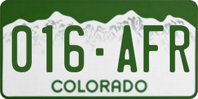 CO license plate 016AFR