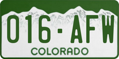 CO license plate 016AFW