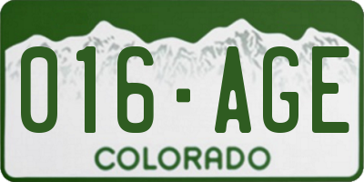 CO license plate 016AGE