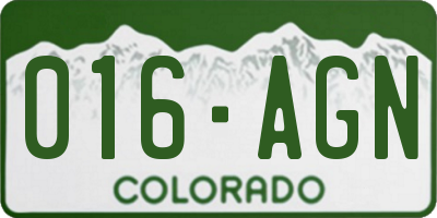 CO license plate 016AGN