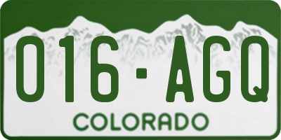 CO license plate 016AGQ