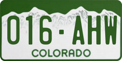 CO license plate 016AHW