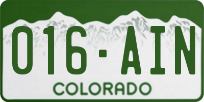 CO license plate 016AIN