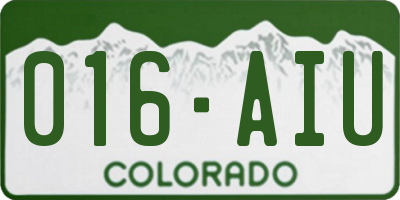CO license plate 016AIU