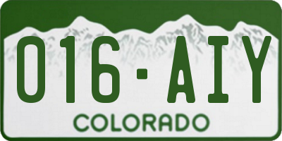 CO license plate 016AIY