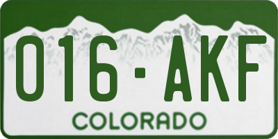 CO license plate 016AKF