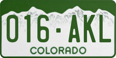 CO license plate 016AKL