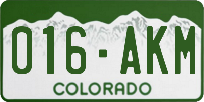 CO license plate 016AKM