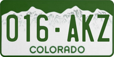 CO license plate 016AKZ