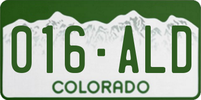 CO license plate 016ALD