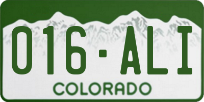 CO license plate 016ALI