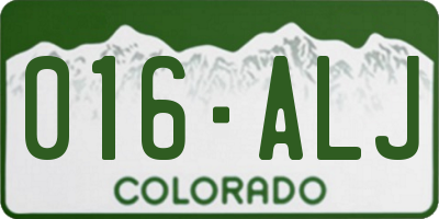 CO license plate 016ALJ
