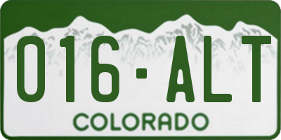 CO license plate 016ALT