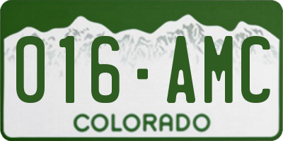 CO license plate 016AMC