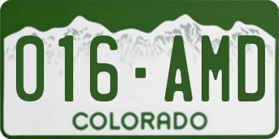 CO license plate 016AMD