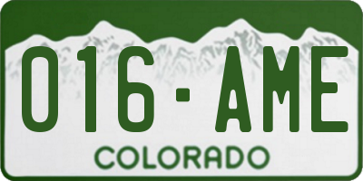 CO license plate 016AME