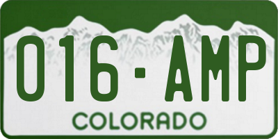 CO license plate 016AMP