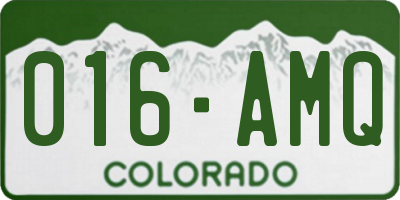 CO license plate 016AMQ