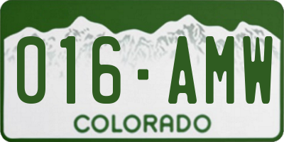 CO license plate 016AMW