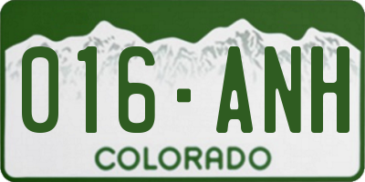 CO license plate 016ANH
