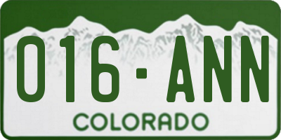 CO license plate 016ANN