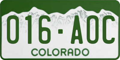 CO license plate 016AOC