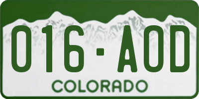 CO license plate 016AOD