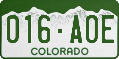 CO license plate 016AOE