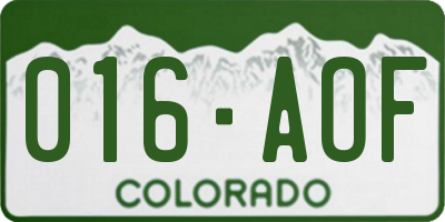 CO license plate 016AOF