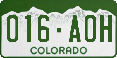 CO license plate 016AOH