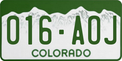 CO license plate 016AOJ