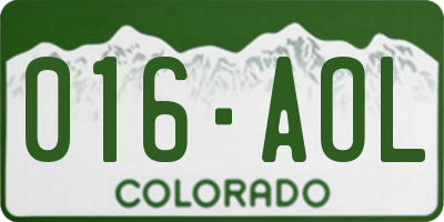 CO license plate 016AOL
