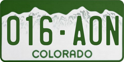 CO license plate 016AON