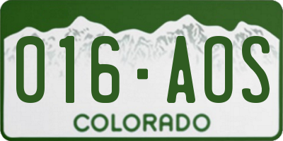 CO license plate 016AOS