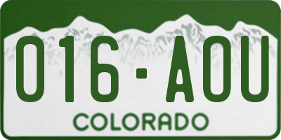CO license plate 016AOU