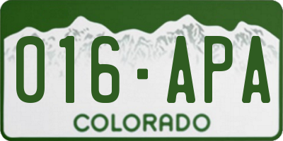 CO license plate 016APA