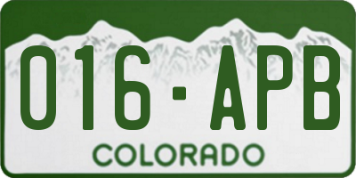 CO license plate 016APB