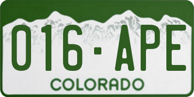 CO license plate 016APE