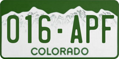 CO license plate 016APF