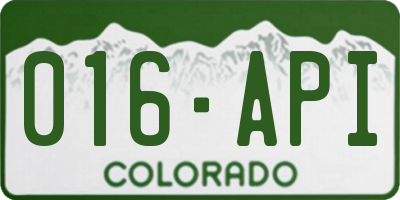 CO license plate 016API