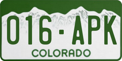 CO license plate 016APK