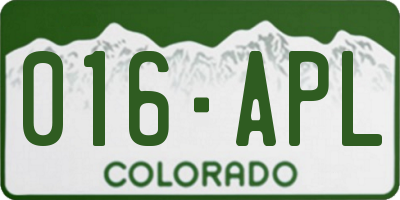 CO license plate 016APL